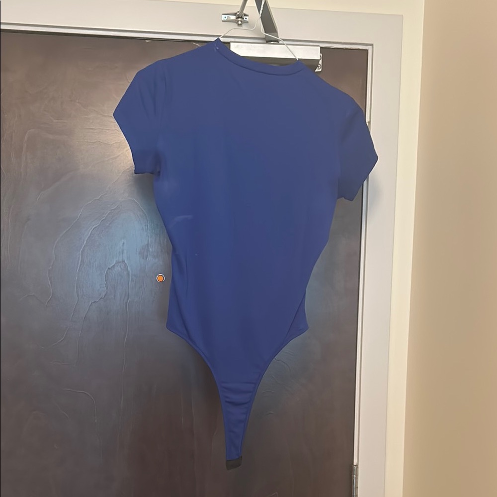 Women’s royal blue t shirt style round neck bodysuit